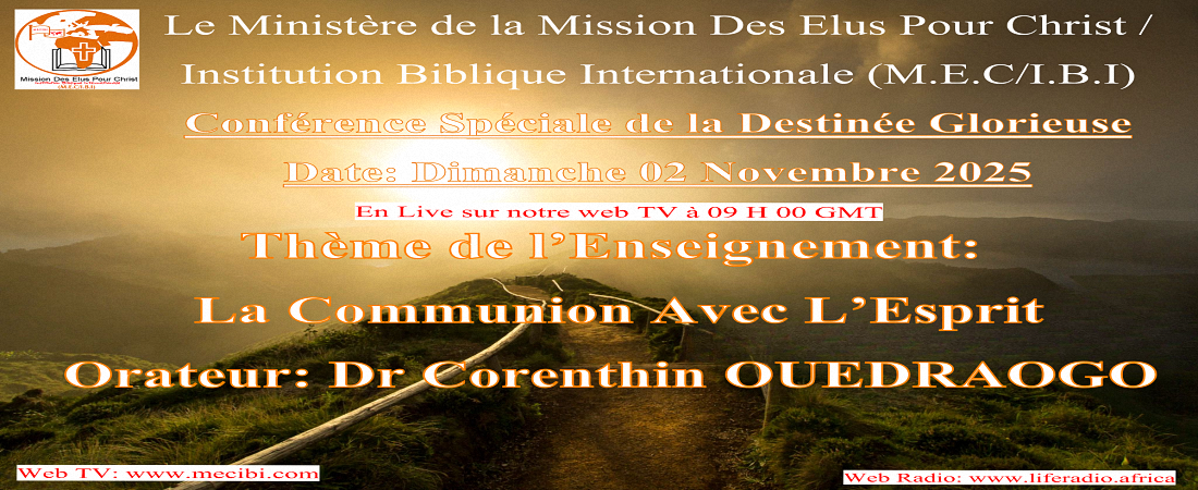 BIENVENUE A LA CONFERENCE DE LA DESTINEE GLORIEUSE DU DIMANCHE 02 NOVEMBRE 2025